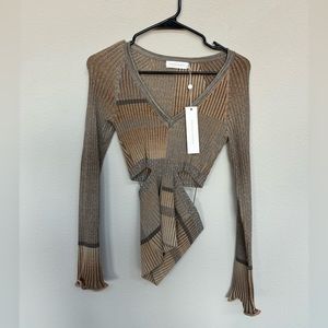 Jonathan Simkhai Cut out top, ribbed knit cut-out detailing, v-neck